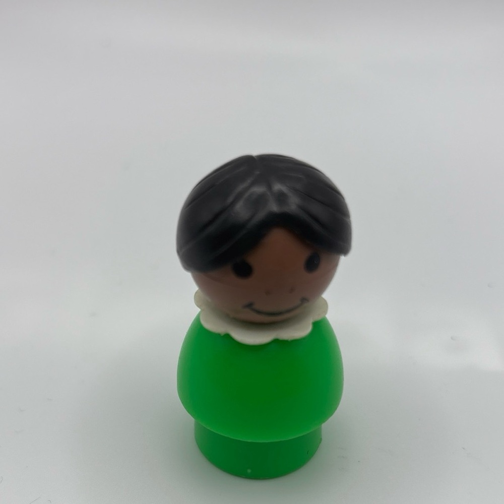 VTG 70’s Fisher Price Little People AA Mom Girl Lady Figure Teacher Green Dress